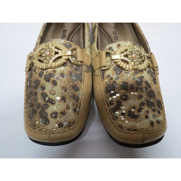 NIB Bellini "Bobcat" Tan Animal Print Slip On Shoes Loafer Size 8 Wide Leather - Picture 2 of 9